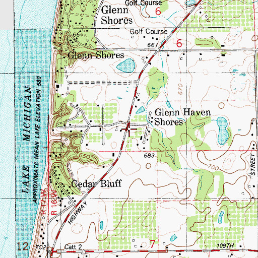 Topographic Map of Hollywood, MI