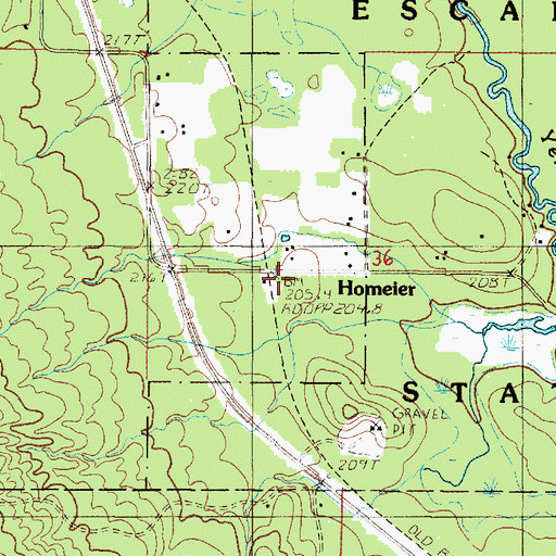 Topographic Map of Homeier, MI