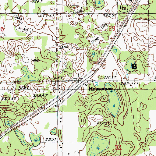 Topographic Map of Houseman, MI
