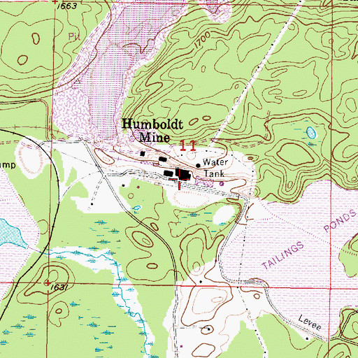 Topographic Map of Humboldt Mine, MI