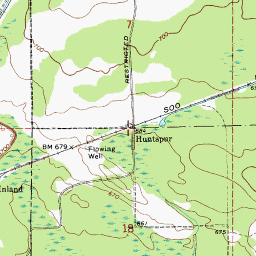 Topographic Map of Huntspur, MI