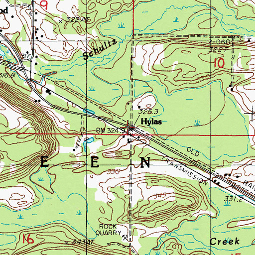 Topographic Map of Hylas, MI