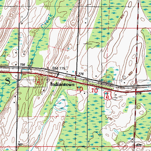 Topographic Map of Indiantown, MI