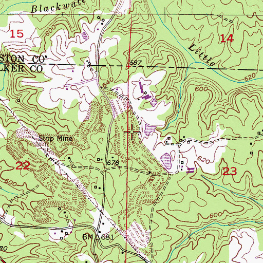 Topographic Map of Little Blackwater Mine, AL