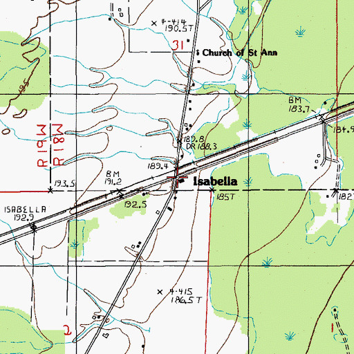 Topographic Map of Isabella, MI