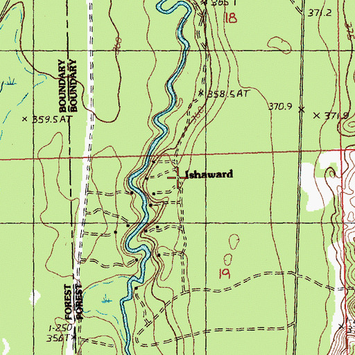 Topographic Map of Ishaward, MI