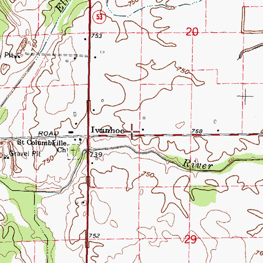 Topographic Map of Ivanhoe, MI