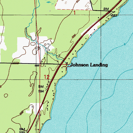 Topographic Map of Johnson Landing, MI