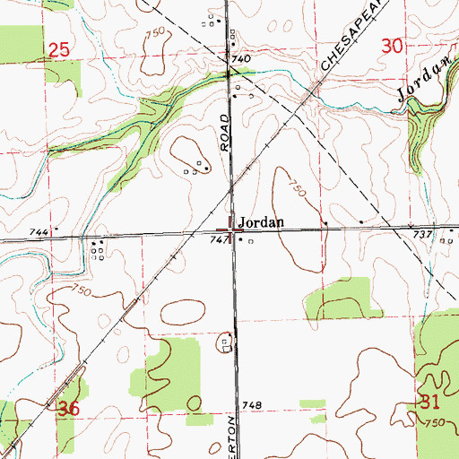 Topographic Map of Jordan, MI