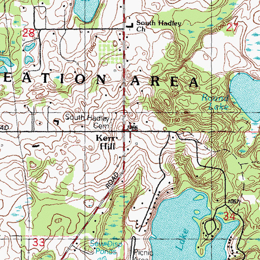 Topographic Map of Kerr Hill, MI