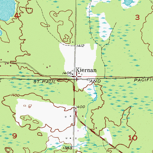 Topographic Map of Kiernan, MI