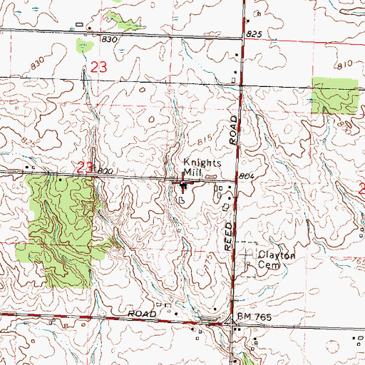 Topographic Map of Knights Mill, MI