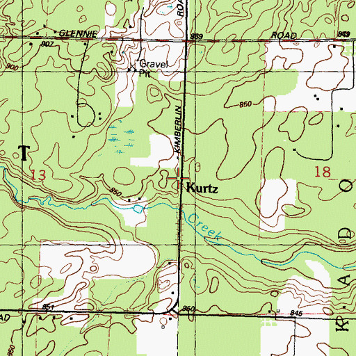 Topographic Map of Kurtz, MI