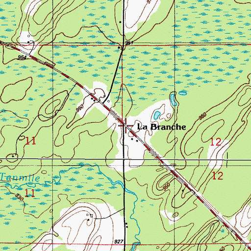 Topographic Map of LaBranche, MI