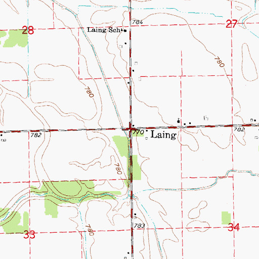 Topographic Map of Laing, MI
