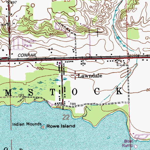 Topographic Map of Lawndale, MI