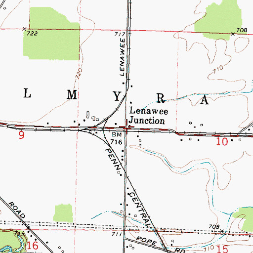 Topographic Map of Lenawee Junction, MI