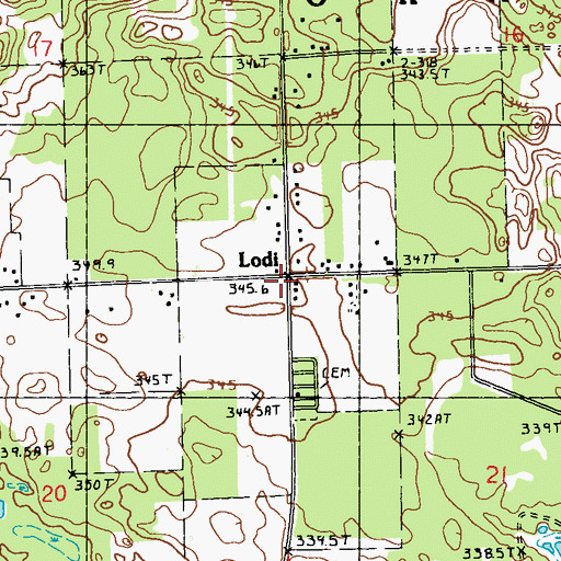 Topographic Map of Lodi, MI