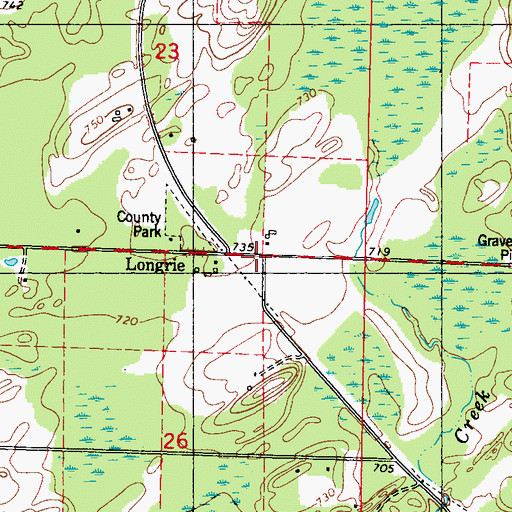 Topographic Map of Longrie, MI