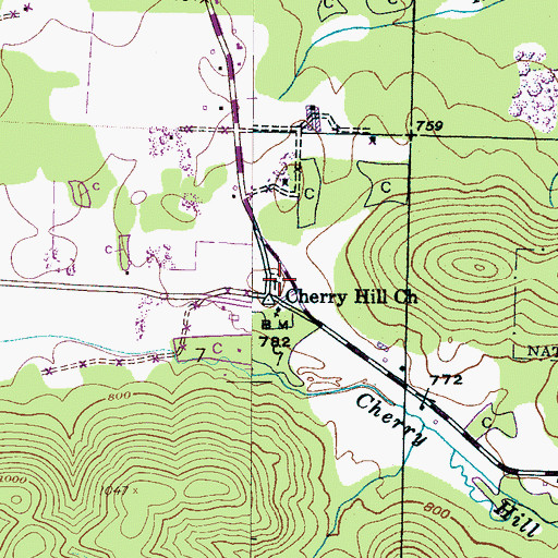 Topographic Map of Cherry Hill Cemetery, AL