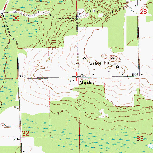 Topographic Map of Marks, MI