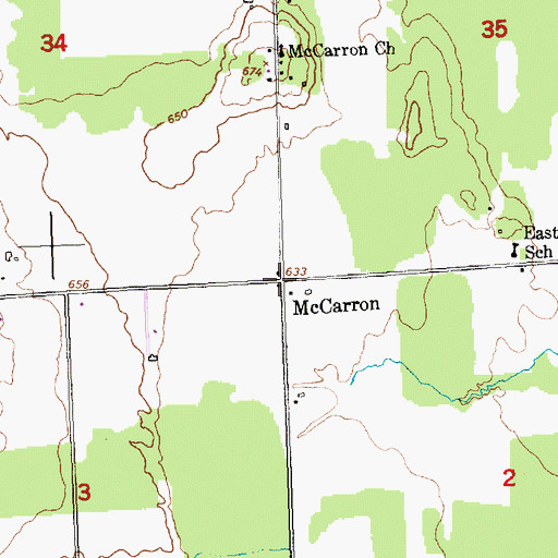 Topographic Map of McCarron, MI