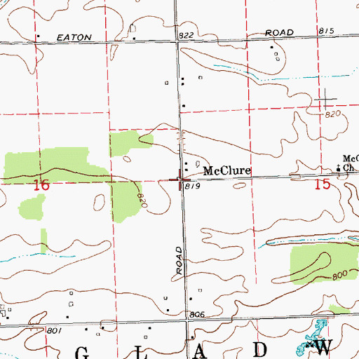 Topographic Map of McClure, MI