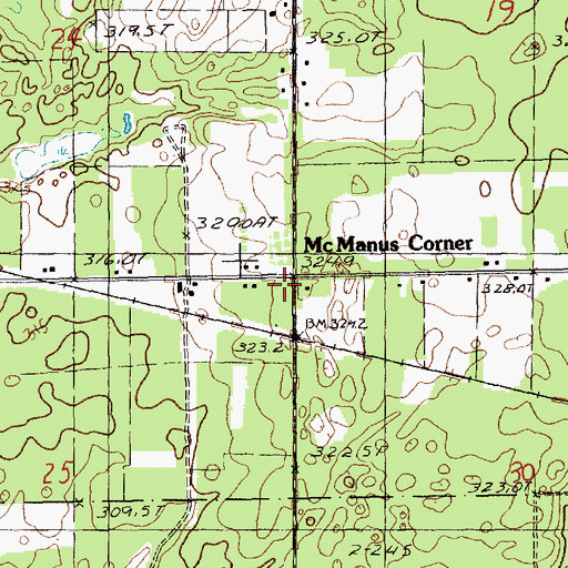 Topographic Map of McManus Corner, MI