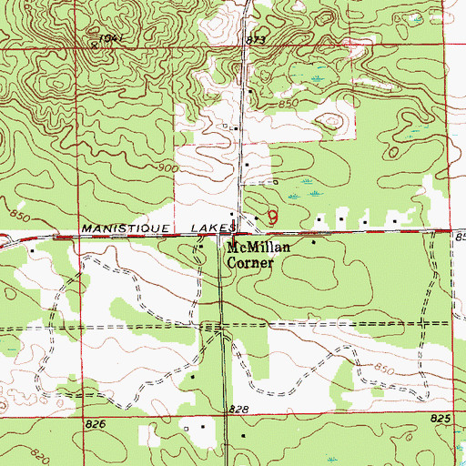 Topographic Map of McMillan Corner, MI