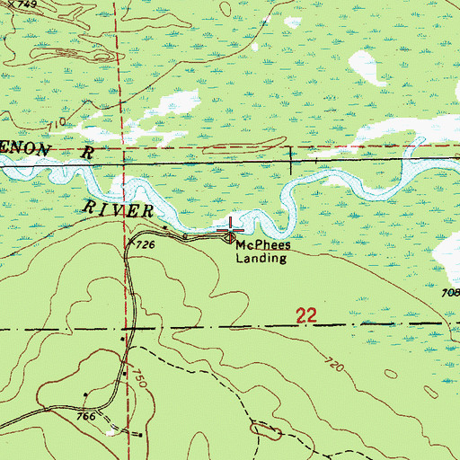Topographic Map of McPhees Landing, MI