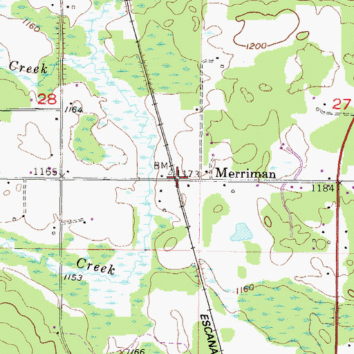 Topographic Map of Merriman, MI