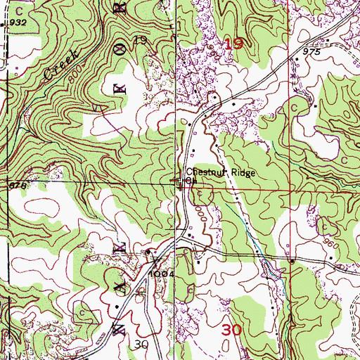Topographic Map of Chestnut Ridge Cemetery, AL