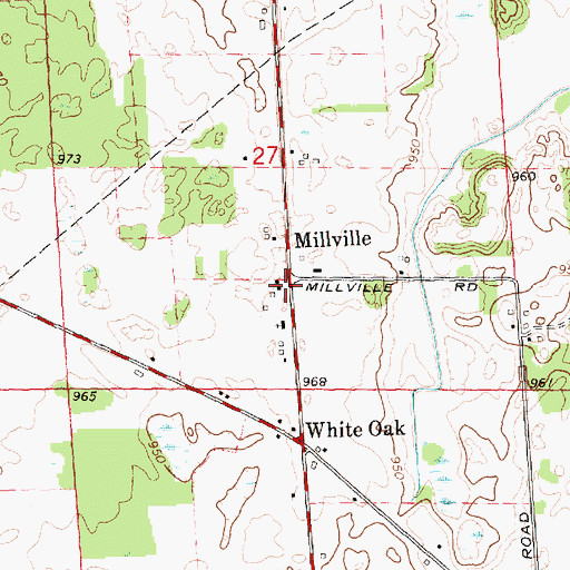 Topographic Map of Millville, MI
