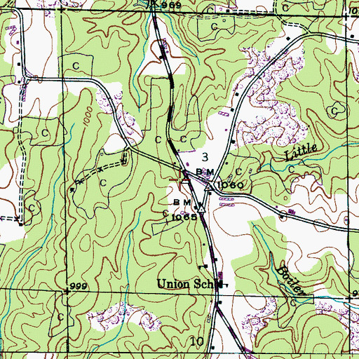 Topographic Map of East Franklin Junior High School, AL