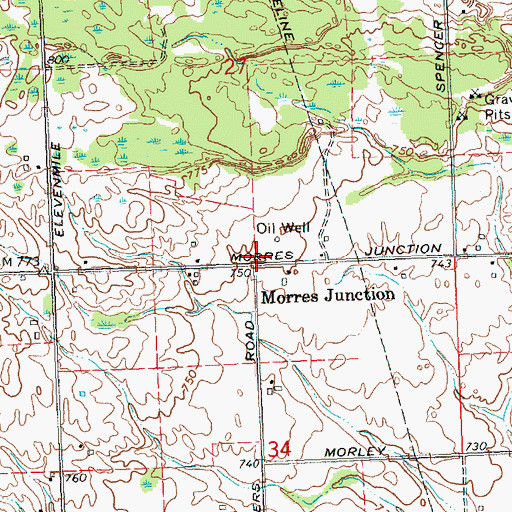 Topographic Map of Morres Junction, MI