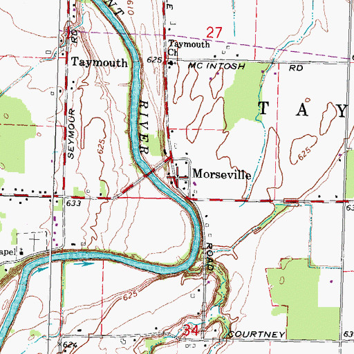 Topographic Map of Morseville, MI