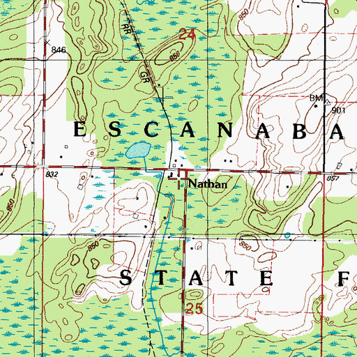 Topographic Map of Nathan, MI