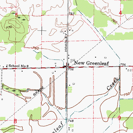 Topographic Map of New Greenleaf, MI