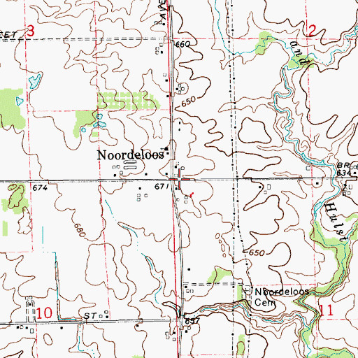 Topographic Map of Noordeloos, MI