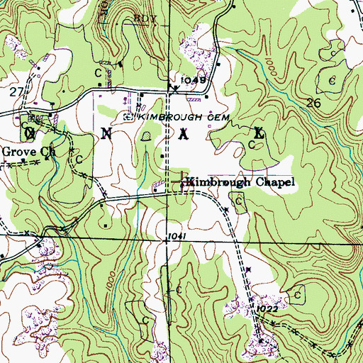 Topographic Map of Kimbrough Chapel, AL
