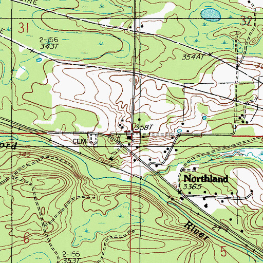 Topographic Map of Northland, MI