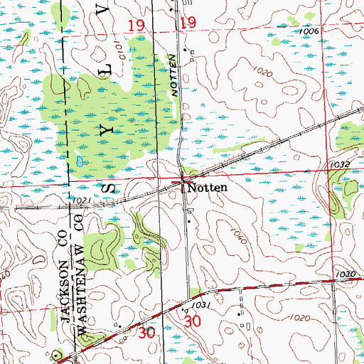 Topographic Map of Notten, MI