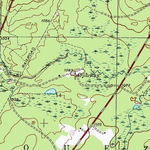 Topographic Map of Ojibway, MI