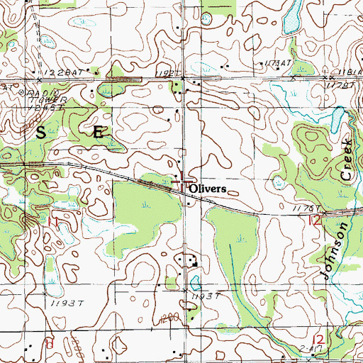 Topographic Map of Olivers, MI
