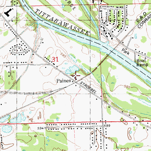 Topographic Map of Paines, MI