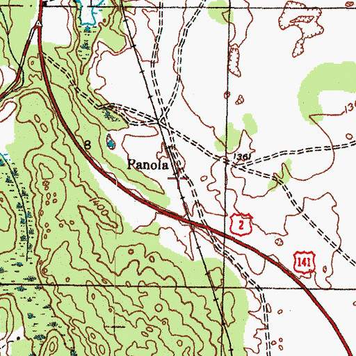 Topographic Map of Panola, MI