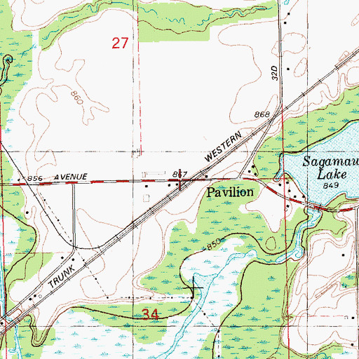 Topographic Map of Pavilion, MI
