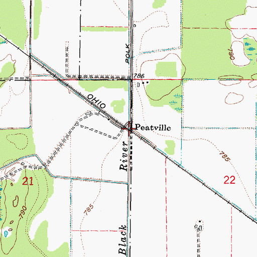 Topographic Map of Peatville, MI