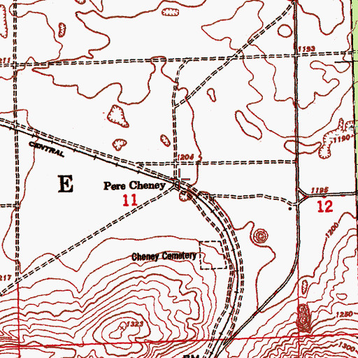Topographic Map of Pere Cheney, MI