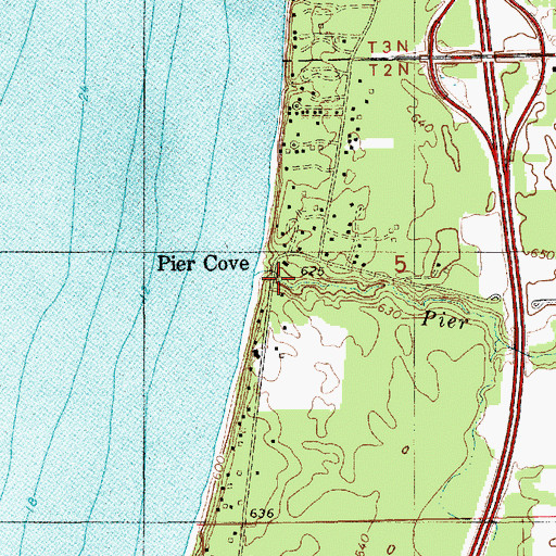 Topographic Map of Pier Cove, MI